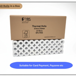 57mm x 30mm Card Machine Rolls – 60 Pack | BPA Free | Payzone/Card Machine Compatible